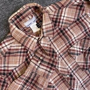 Wrangler Shirt Mens XL Brown Plaid Flannel Western Wrancher Snap Cowboy Grunge